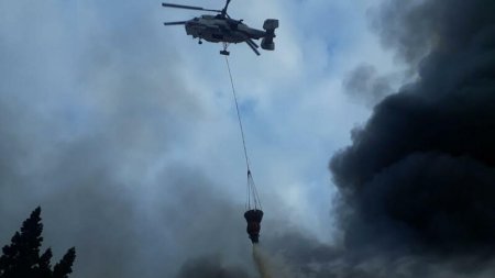 Azərbaycanda GÜCLÜ YANĞIN: helikopter havaya qaldırıldı